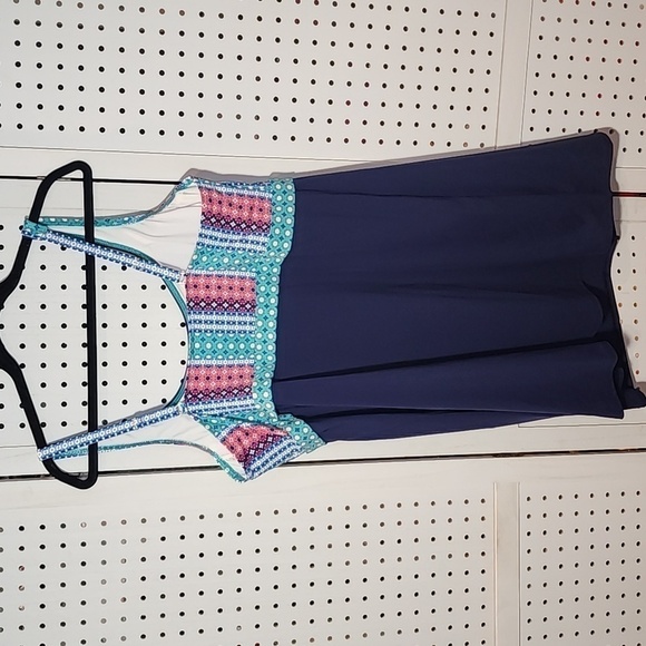 Lands End Tankini Top Swimsuit Size 18 Underwire Blue Square Neck - Picture 4 of 6